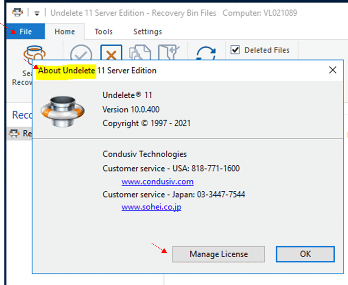 Undelete 关于管理许可证