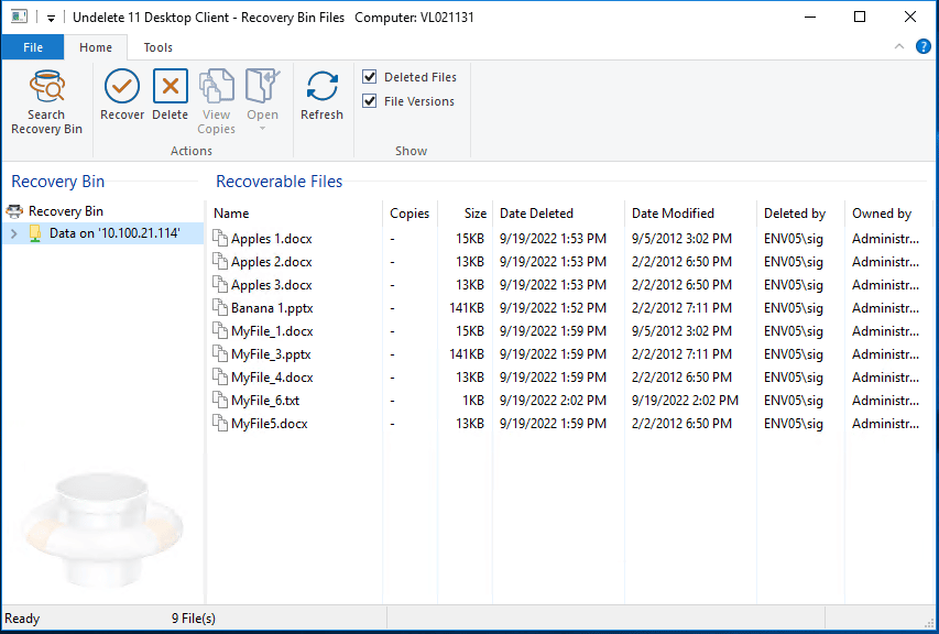 Undelete Client 主屏幕