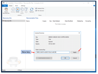Undelete 添加新许可证密钥
